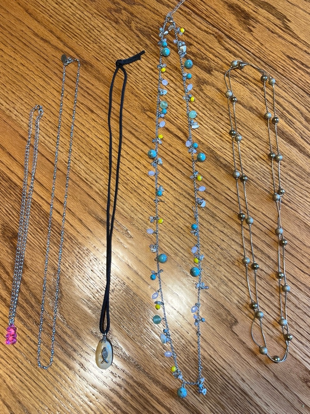 Lot of 5 Turquoise & Yellow Bead Multi-Strand Necklace - Women Jewelry